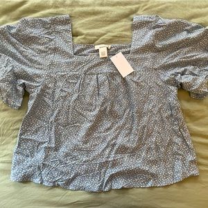 Blue and White Polka Dot Boutique Top